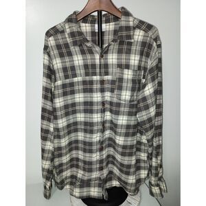 Columbia: Gray Plaid Long-Sleeve Button Down Flannel Shirt, Men's Size L